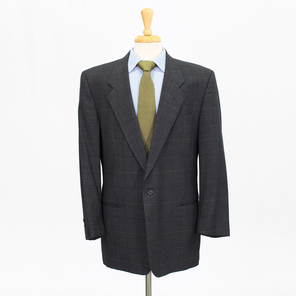 Givenchy Monsieur 44R Gray Sport Coat Blazer Jacket Check 2B Wool B544